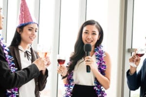 Business team celebrating New Year at office party